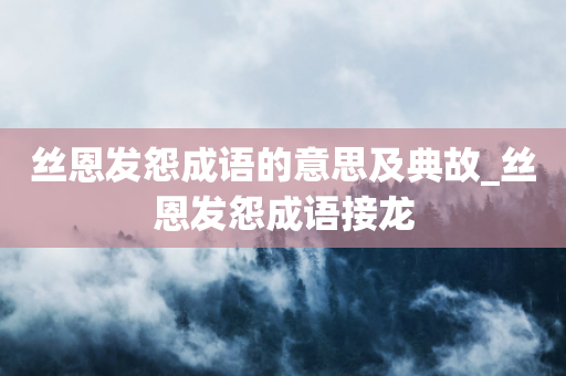 丝恩发怨成语的意思及典故_丝恩发怨成语接龙