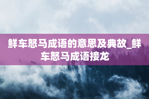 鲜车怒马成语的意思及典故_鲜车怒马成语接龙