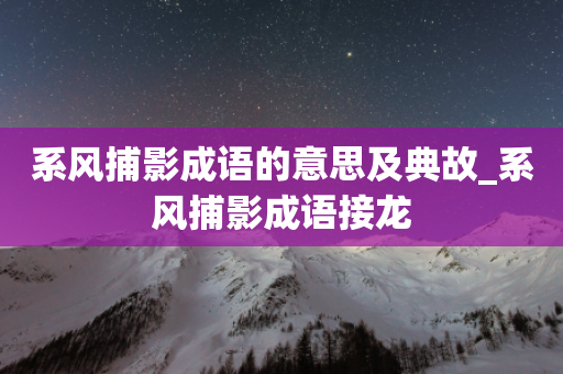 系风捕影成语的意思及典故_系风捕影成语接龙