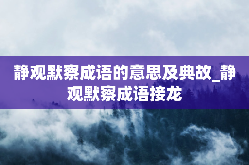 静观默察成语的意思及典故_静观默察成语接龙