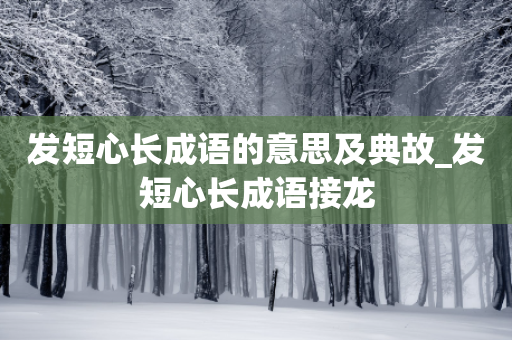 发短心长成语的意思及典故_发短心长成语接龙