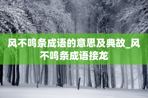 风不鸣条成语的意思及典故_风不鸣条成语接龙