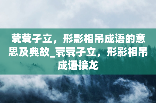 茕茕孑立，形影相吊成语的意思及典故_茕茕孑立，形影相吊成语接龙