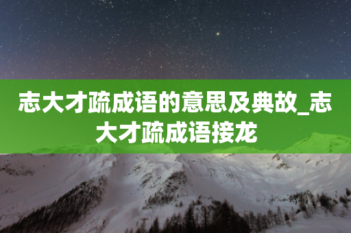 志大才疏成语的意思及典故_志大才疏成语接龙