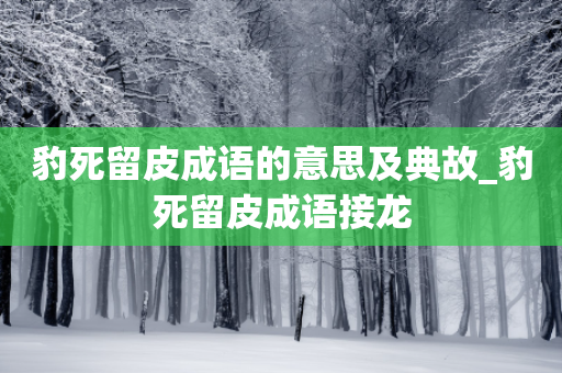 豹死留皮成语的意思及典故_豹死留皮成语接龙