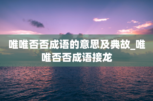 唯唯否否成语的意思及典故_唯唯否否成语接龙